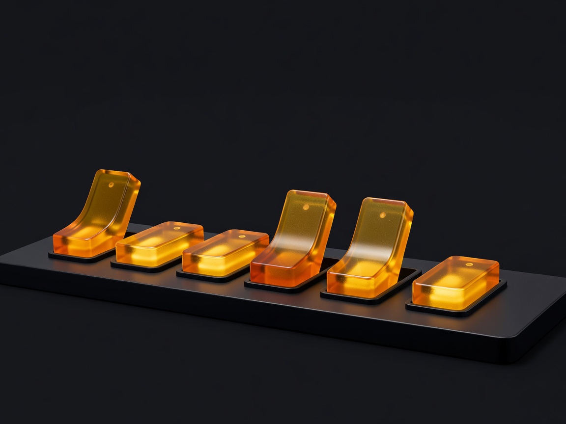 3D-Rendering großer bernsteinfarbener Schalter für Berechtigungen auf einem schlichten dunklen Hintergrund